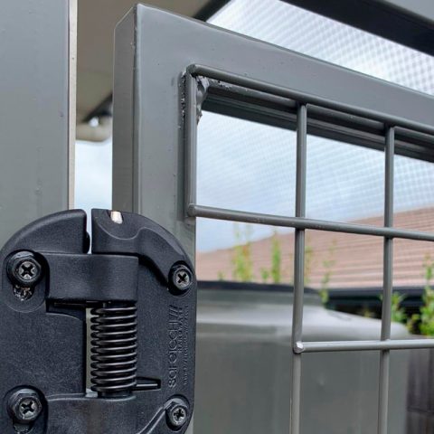 Steel work steel gate - Purrfect Pens custom cat enclosures Canberra